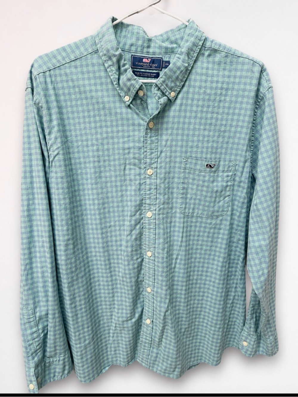 Vineyard Vines Light Green Gingham Button-Down Shirt